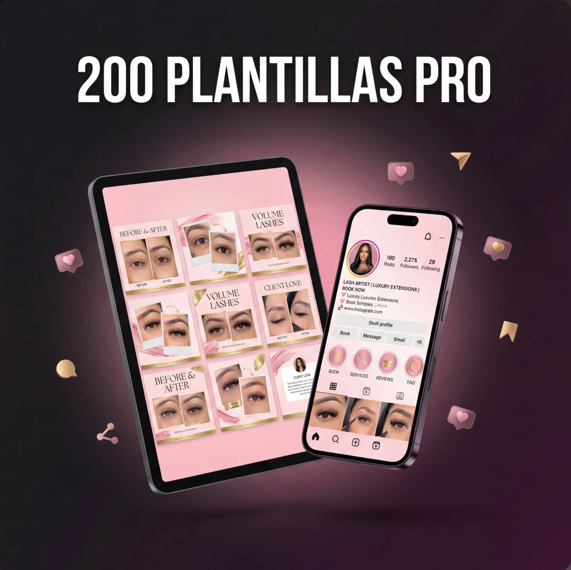 Kit PRO de Contenido: 200 Plantillas Editables para Lashistas
